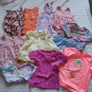 Toddler Girls 12mo Mixed Spring Summer Clothing Bundle of 11 Pieces